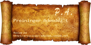 Preininger Adeodát névjegykártya